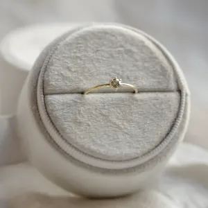Minimalist ring with hexagon salt'n'pepper diamond HEXI Thumbnail