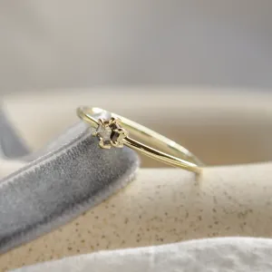 Minimalist ring with hexagon salt'n'pepper diamond HEXI Thumbnail