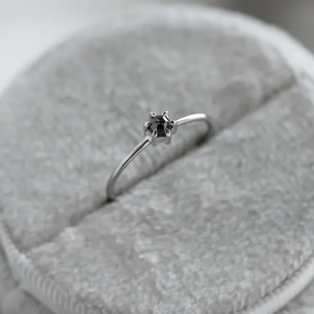 Minimalist ring with hexagon salt'n'pepper diamond HEXI Image