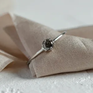 Minimalist engagement ring with salt and pepper diamond GOTTI Thumbnail
