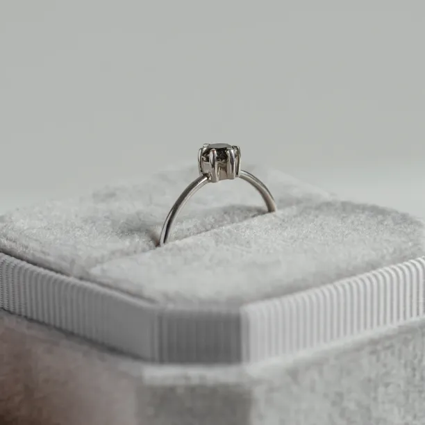 Minimalist engagement ring with salt and pepper diamond GOTTI Image