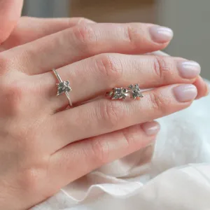 Gold cluster earrings with salt and pepper diamonds QUATRO Thumbnail