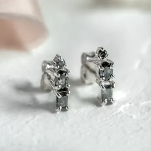 Unusual earrings with salt and pepper diamonds TRIPLE Thumbnail