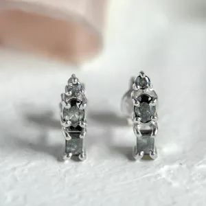 Unusual earrings with salt and pepper diamonds TRIPLE Thumbnail