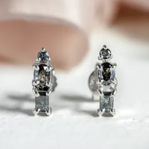 Unusual earrings with salt and pepper diamonds TRIPLE Thumbnail