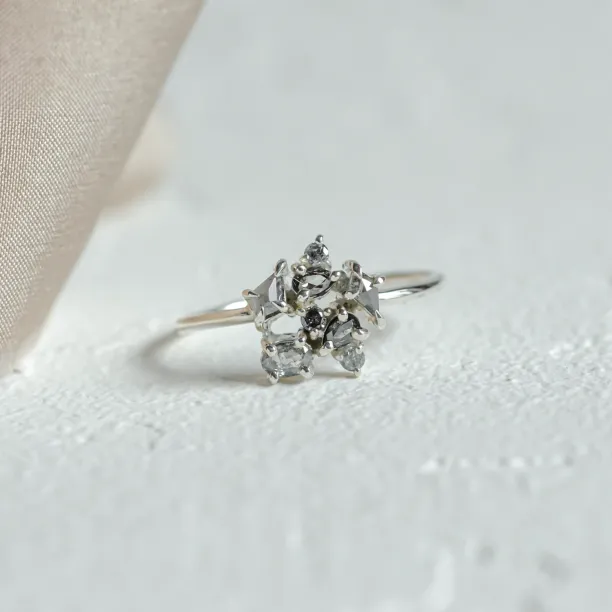 Statement cluster ring with salt and pepper diamonds TASHA Image