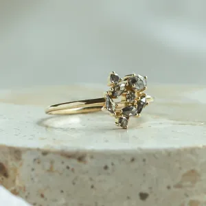 Statement cluster ring with salt and pepper diamonds TASHA Thumbnail