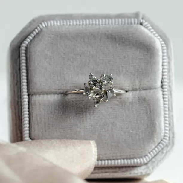 Statement cluster ring with salt and pepper diamonds TASHA Image