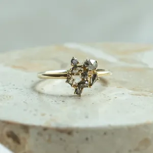Statement cluster ring with salt and pepper diamonds TASHA Thumbnail