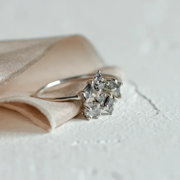 Statement cluster ring with salt and pepper diamonds TASHA Image