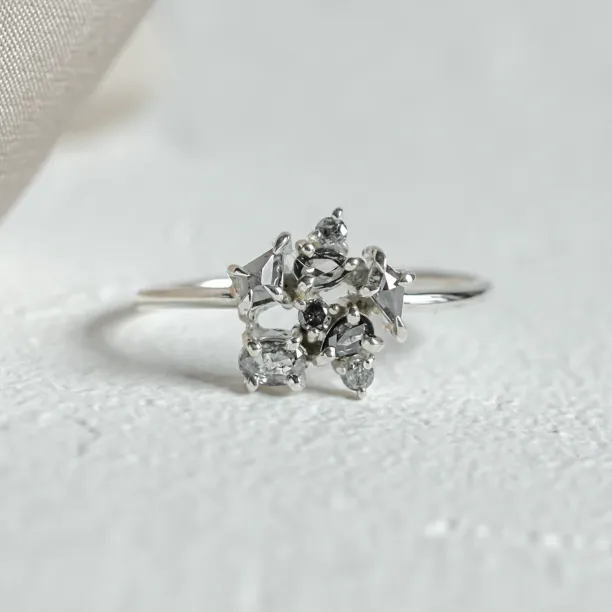 Statement cluster ring with salt and pepper diamonds TASHA Image