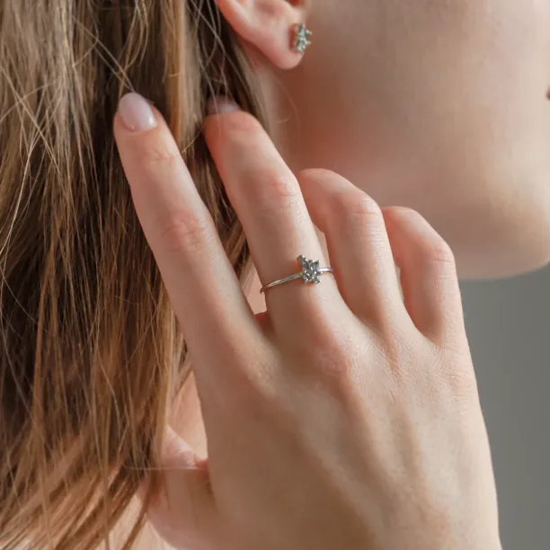 Unusual cluster ring with salt and pepper diamonds TASSIA Image