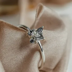 Unusual cluster ring with salt and pepper diamonds TASSIA Thumbnail