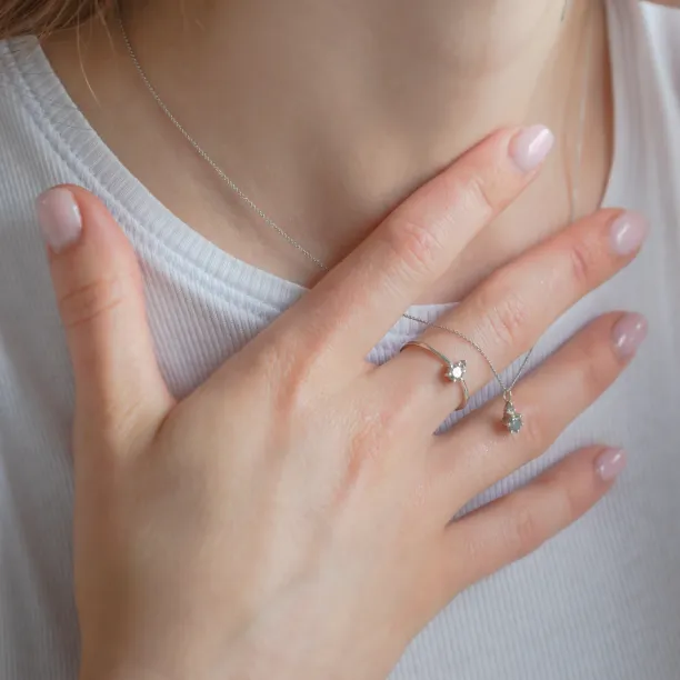 Decent cluster ring with salt and pepper diamonds ORESTE Image