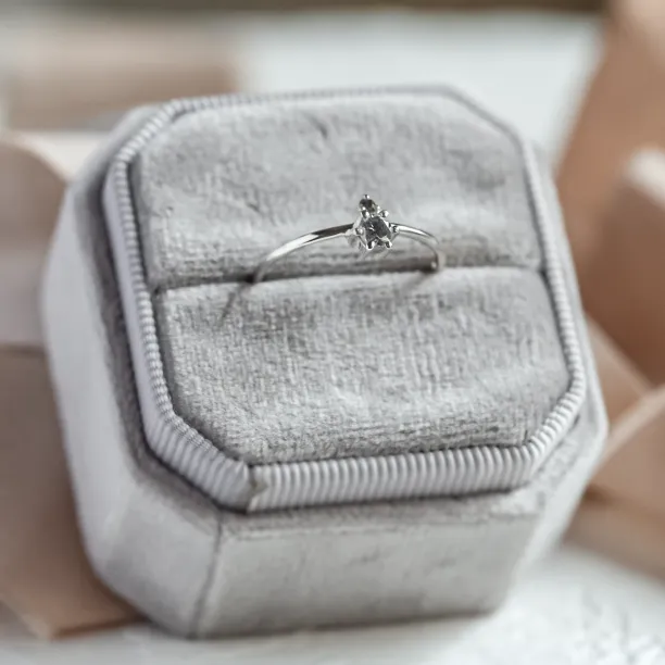 Minimalist cluster ring with salt and pepper diamonds VITTORIA Image