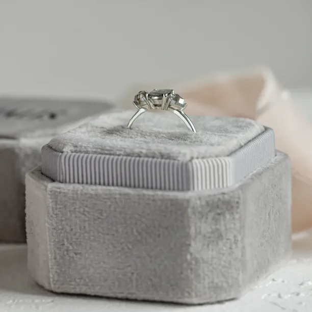 Unusual engagement ring with salt'n'pepper diamonds AURELIO Image