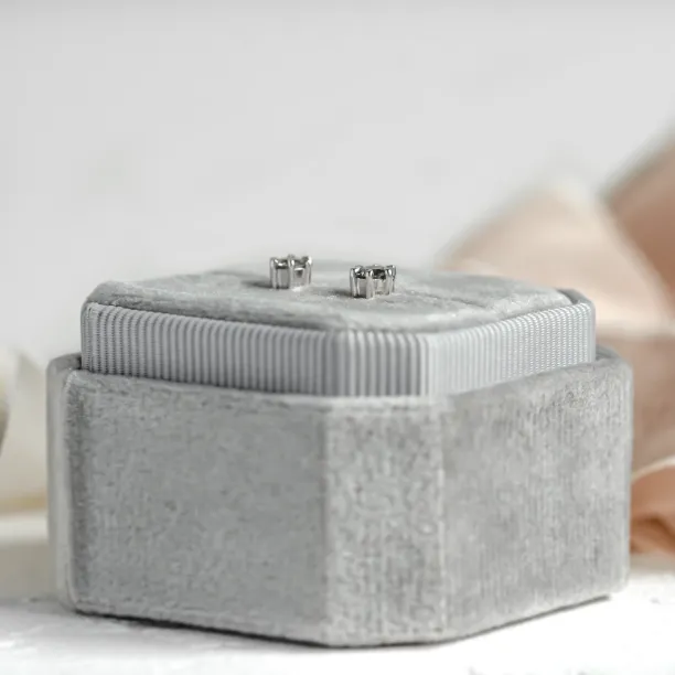 Gold minimalist earrings with salt and pepper diamonds SIRIUS Image