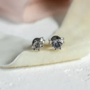 Gold minimalist earrings with salt and pepper diamonds SIRIUS Thumbnail