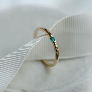 Minimalist ring with emerald HAIMERALD Thumbnail