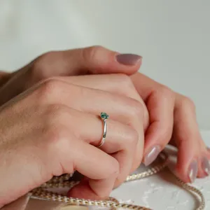 Minimalist ring with moss agate ALF Thumbnail