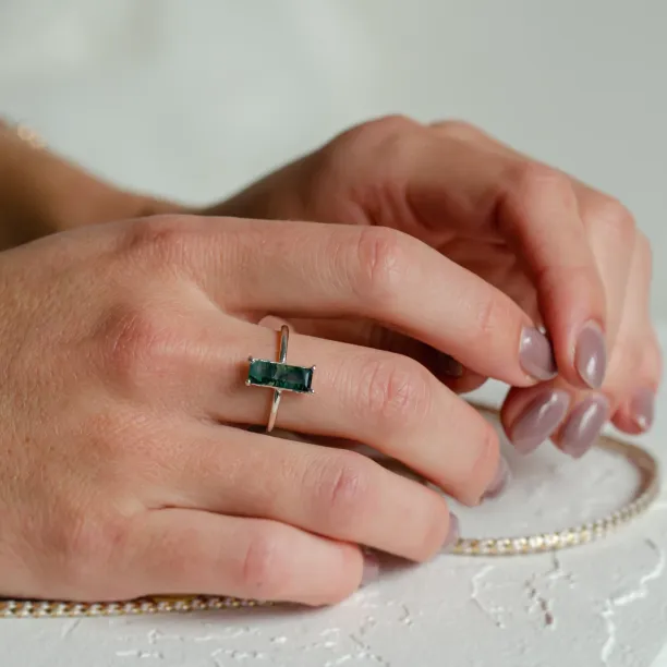 Ring with baguette moss agate ALVA Image