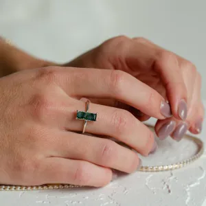 Ring with baguette moss agate ALVA Thumbnail