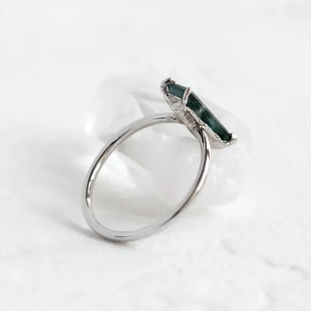 Ring with baguette moss agate ALVA Image