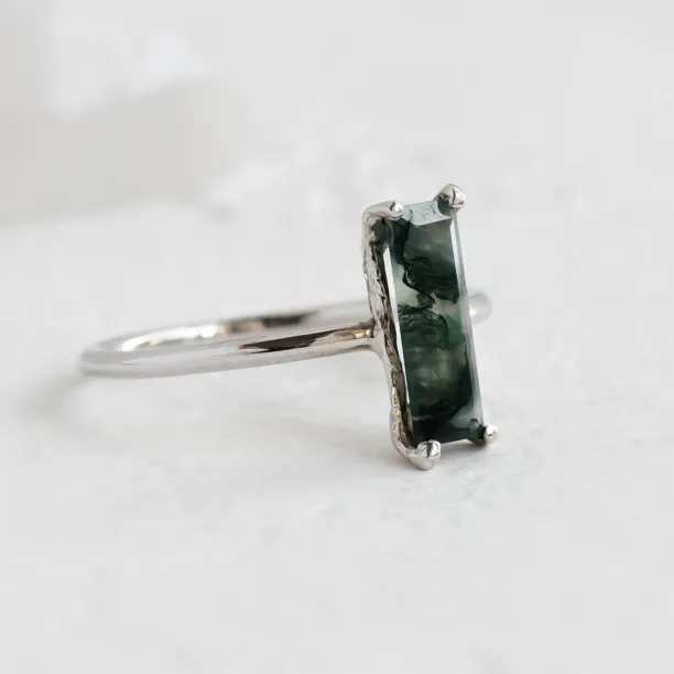 Ring with baguette moss agate ALVA Image