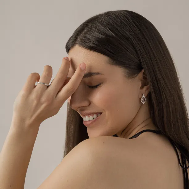 Gold eternity ring with salt and pepper diamonds LAVA Image