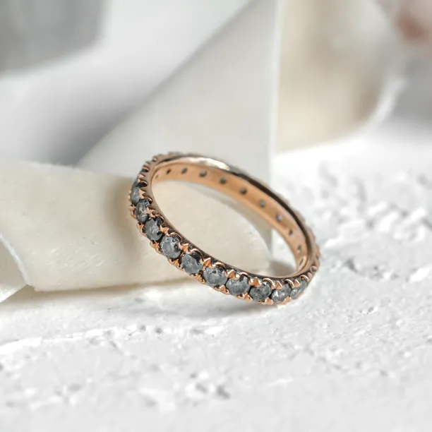 Gold eternity ring with salt and pepper diamonds LAVA Image