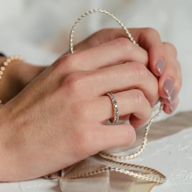 Gold eternity ring with salt and pepper diamonds LAVA Image