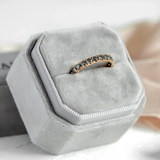 Gold eternity ring with salt and pepper diamonds LAVA Image