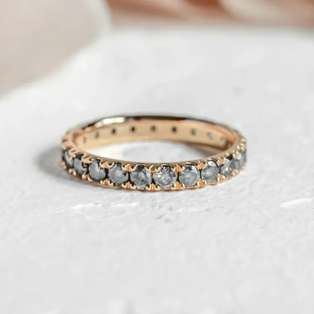 Gold eternity ring with salt and pepper diamonds LAVA Image