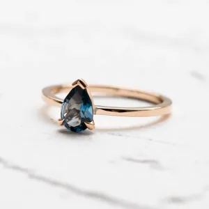 Gold ring with london blue topaz DROP Thumbnail