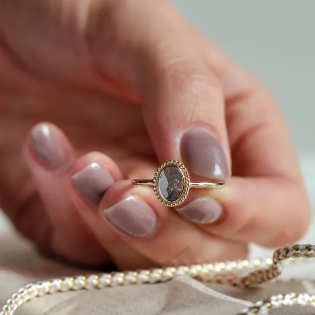 Gold vintage ring with salt and pepper diamond PHILIPPE Image