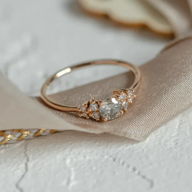 Elegant engagement ring with salt and pepper diamond ANGELA Image