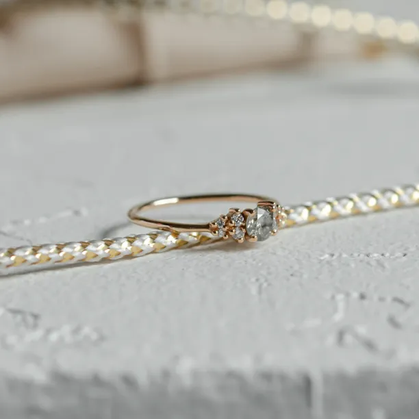 Elegant engagement ring with salt and pepper diamond ANGELA Image