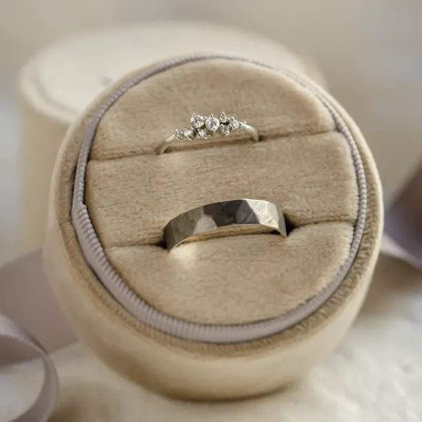 Unique black rhodium and diamond wedding rings ROMA Image