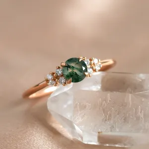 Gold moss agate ring with diamonds EDDIE Thumbnail