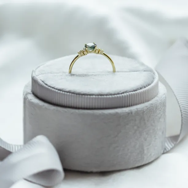 Gold moss agate ring with diamonds EDDIE Image