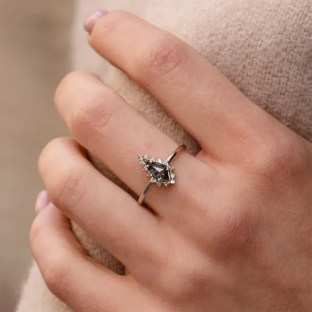 Cluster ring with salt'n'pepper diamond DOMO Image