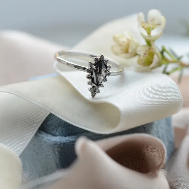 Cluster ring with salt'n'pepper diamond DOMO Image