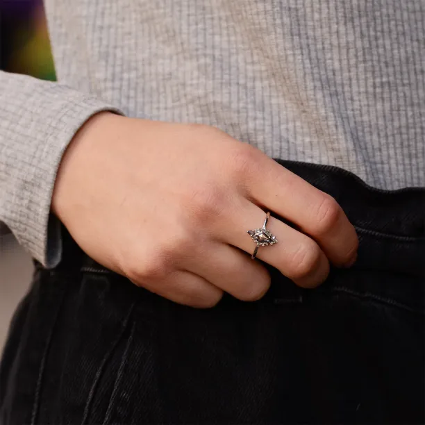 Original ring with salt'n'pepper diamond DOME Image