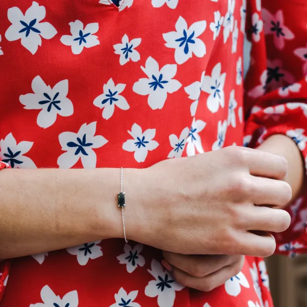 Gold bracelet with baguette moss agate SINDAR Image