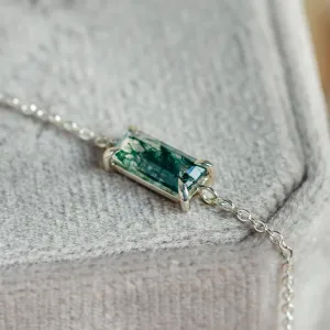 Gold bracelet with baguette moss agate SINDAR Thumbnail