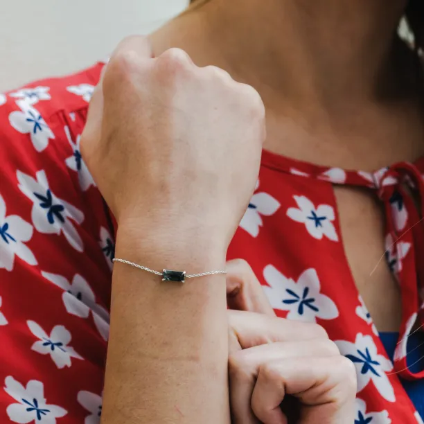 Gold bracelet with baguette moss agate SINDAR Image