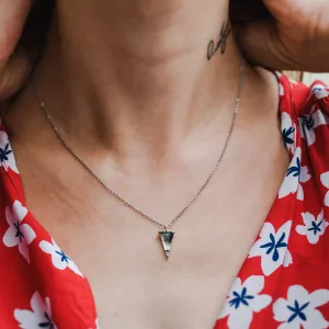 Gold triangle moss agate necklace GALADRIEL Thumbnail