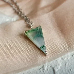 Gold triangle moss agate necklace GALADRIEL Thumbnail