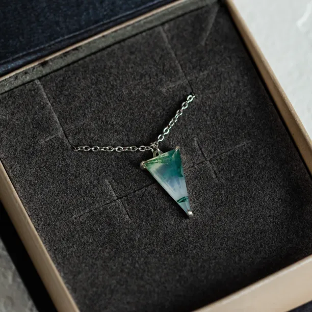 Gold triangle moss agate necklace GALADRIEL Image
