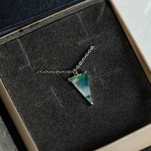 Gold triangle moss agate necklace GALADRIEL Thumbnail